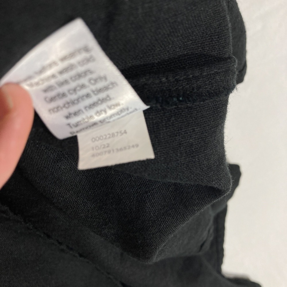 Sonoma Linen Pintucked Pleated Bib Pockets Little Black Mini Dress Womens 0X XL - Picture 10 of 11